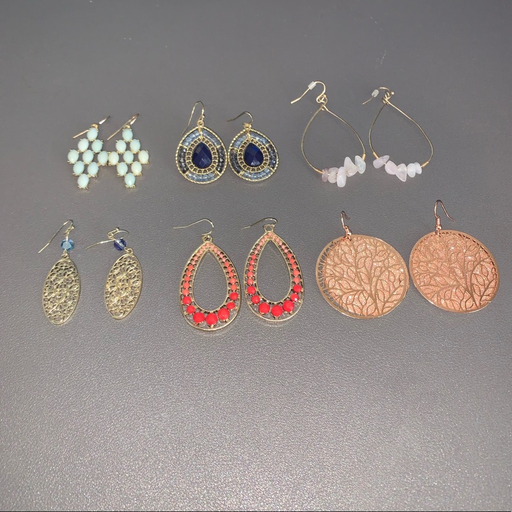 Set of 6 pair, drop earrings